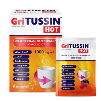 GriTussin Hot, 1000 mg, 8 saszetek