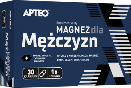 Magnez dla mężczyzn APTEO 30 kapsułek magnez w postaci cytrynianu magnezu