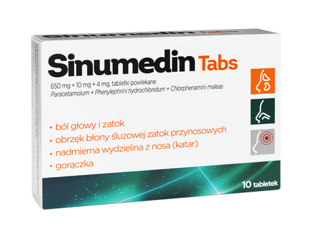 Sinumedin Tabs 650 mg + 10 mg + 4 mg, tabletki powlekane