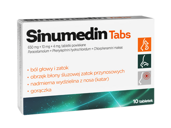 Sinumedin Tabs 650 mg + 10 mg + 4 mg, tabletki powlekane