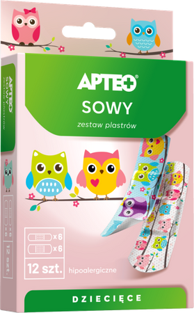 Apteo Sowy plastry dla dzieci, 12 sztuk