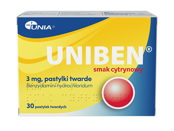 Uniben smak cytrynowy 3mg 30 pastylek twardych