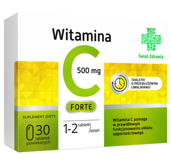 Witamina C 500 Forte 30 szt tabletki o przedłużonym uwalnianiu.