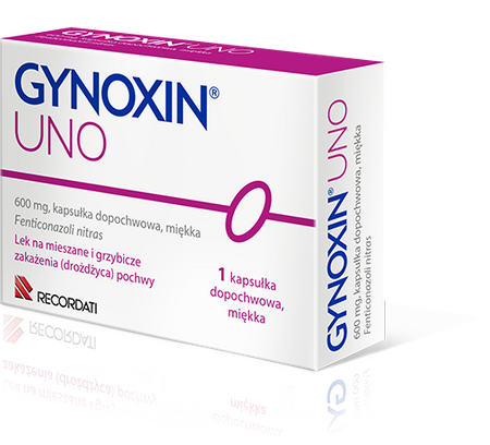 Gynoxin Uno, 600 mg, 1 kapsułka dopochwowa, miękka