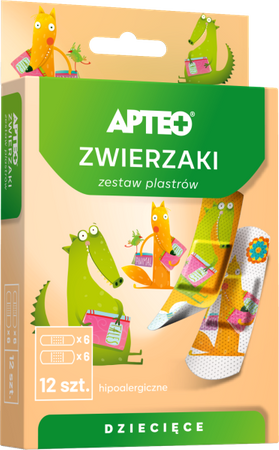 Apteo Zwierzaki plastry dla dzieci, 12 sztuk
