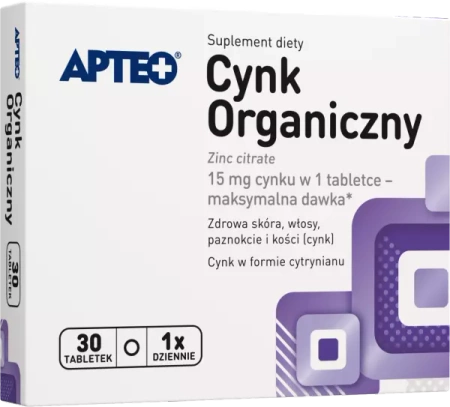 Cynk Organiczny cytrynian 15 mg 30 tabletek