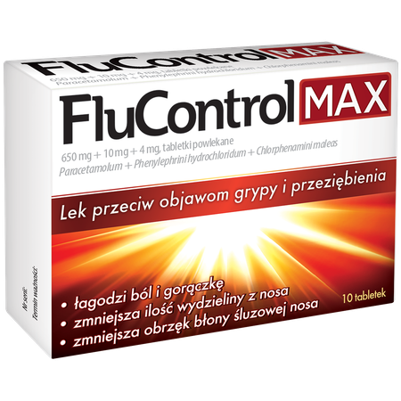 FluControl MAX 650 mg + 10 mg + 4 mg 10 tabletek powlekanych