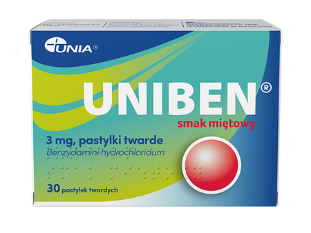 Uniben smak miętowy 3mg 30 pastylek twardych