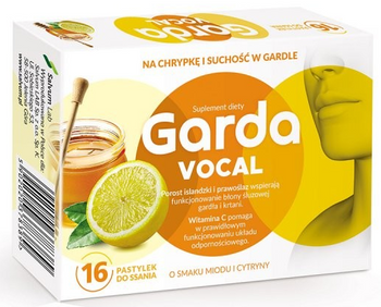 GARDA VOCAL pastylki do ssania 16 sztuk o smaku miodu i cytryny