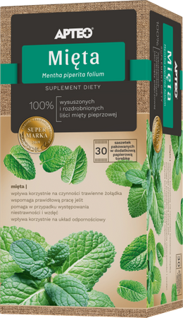 Mięta APTEO 30 saszetek 100% liść mięty pieprzowej