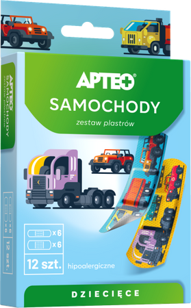 Apteo Samochody plastry dla dzieci, 12 sztuk