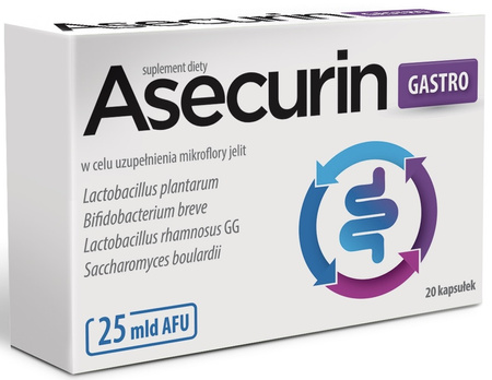 Asecurin Gastro 20 kapsułek 25 mld AFU