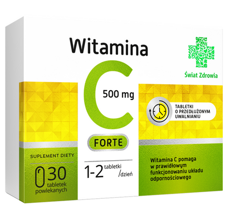 Witamina C 500 Forte 30 szt tabletki o przedłużonym uwalnianiu.