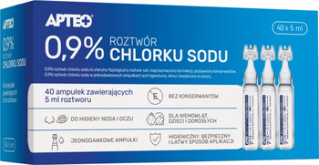 0,9% NaCl  roztwór chlorku sodu 40 ampułek po 5 ml Apteo