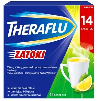 Theraflu Zatoki 650 mg + 10 mg proszek do sporządzenia roztworu doustnego 14 saszetek
