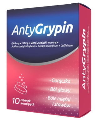 AntyGrypin, 500 mg + 150 mg + 50 mg, 10 tabletek musujących