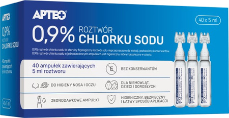 0,9% NaCl roztwór chlorku sodu 40 ampułek po 5 ml Apteo