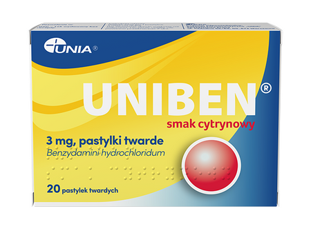 Uniben smak cytrynowy 3mg 20 pastylek twardych