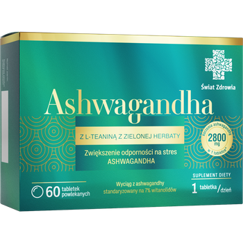 Ashwagandha Z L- TEANINĄ Z ZIELONEJ HERBATY 60 tabletek powlekanych