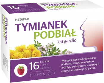 Tymianek i podbiał 16 pastylek o smaku malinowym