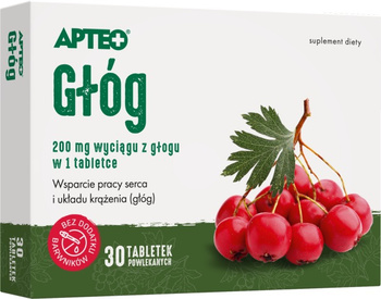 Głóg Apteo 30 tabletek 200 mg wyciągu głogu