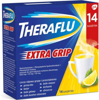 Theraflu Extra Grip 650 mg + 10 mg + 20 proszek do sporządzenia roztworu doustnego 14 saszetek