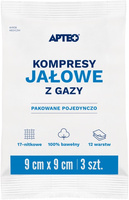 Kompresy jałowe z gazy 9 cm x 9 cm 3 sztuki APTEO