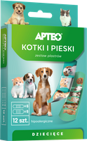 Apteo Plastry Kotki i pieski plastry opatrunkowe, 12 sztuk