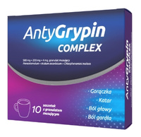 AntyGrypin COMPLEX 500 mg + 200 mg + 4 mg, granulat musujący, 10 saszetek