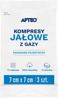 Kompresy jałowe z gazy 7 cm x 7 cm 3 sztuki APTEO