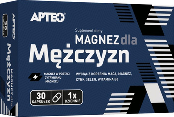 Magnez dla mężczyzn APTEO 30 kapsułek magnez w postaci cytrynianu magnezu
