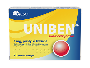 Uniben smak cytrynowy 3mg 20 pastylek twardych