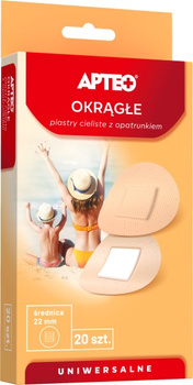 Okrągłe Plastry cieliste z opatrunkiem Apteo 20 sztuk
