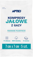 Kompresy jałowe z gazy 7 cm x 7 cm 5 sztuk APTEO