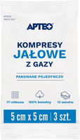 Kompresy jałowe z gazy 5 cm x 5 cm 3 sztuki APTEO