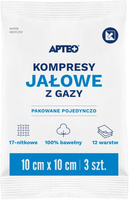 Kompresy jałowe z gazy 10 cm x10 cm 3 sztuki APTEO